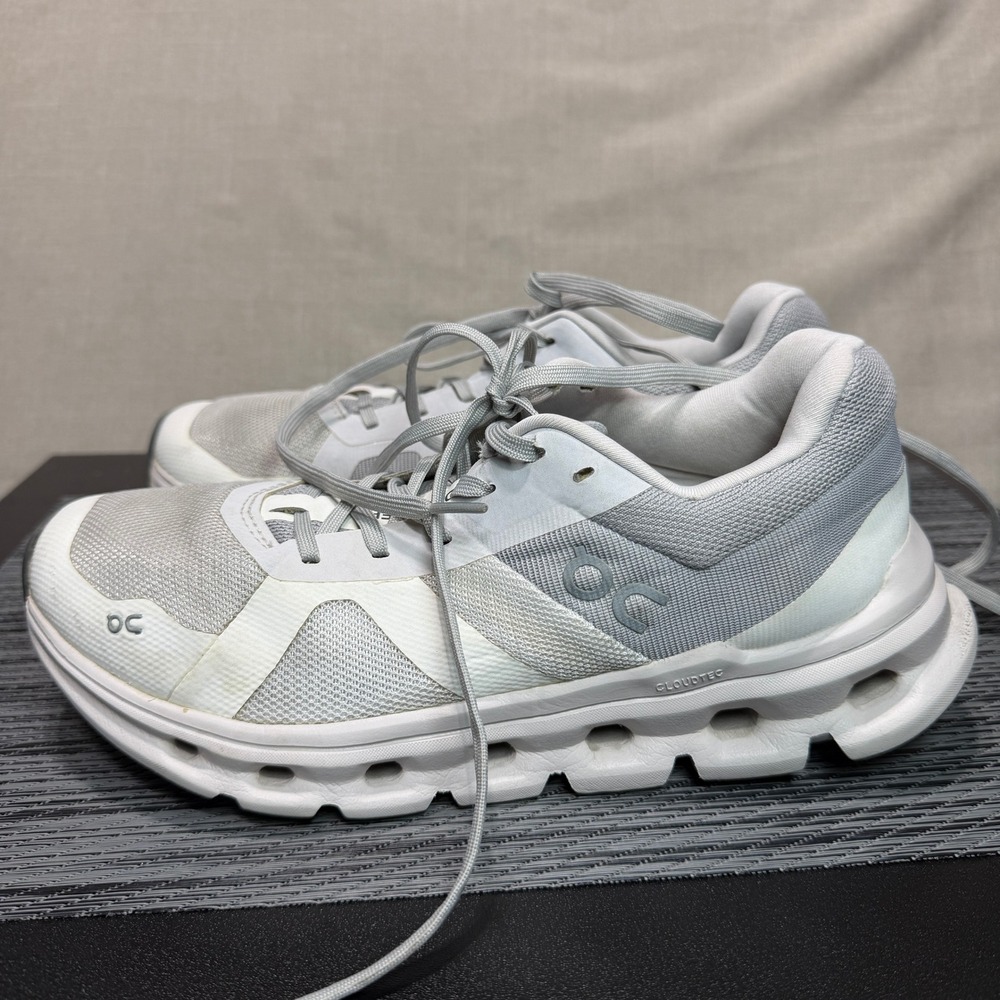 On Cloudrunner Running Shoes - Women Size 8 - White Gray Glacier 46.99015